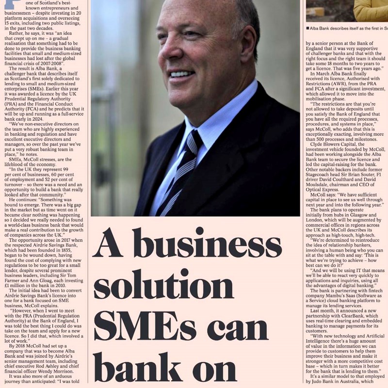 Alba's Founder and Vice-Chairman, Jim McColl